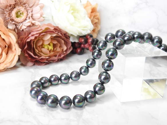 【本物・真珠】南国・ブラックパールの大粒ネックレス 1枚目の画像