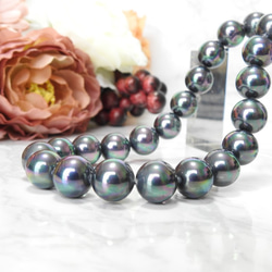 【本物・真珠】南国・ブラックパールの大粒ネックレス 2枚目の画像