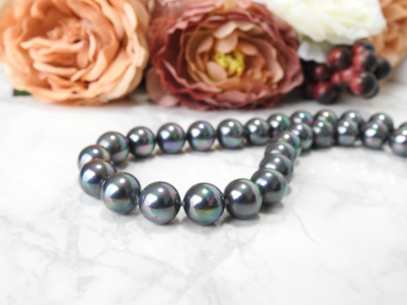 【本物・真珠】南国・ブラックパールの大粒ネックレス 3枚目の画像