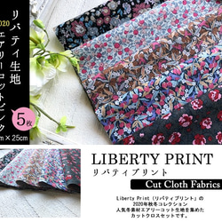 リバティ　2020AWエアリーコット　ピンク系　カットクロス（LIBERTY FABRICS/５枚セット） 2枚目の画像