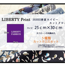 リバティ　2020SSネイビー　5種セット　カットクロス（LIBERTY FABRICS/５枚セット） 5枚目の画像