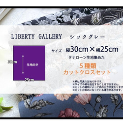 リバティ【カットクロス】LibertyGalleryシックグレー　5種セットLIBERTY FABRICS/5枚セット　 5枚目の画像