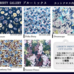 リバティ【カットクロス】生地「 Galleryブルーミックス」5種セット　はぎれ　布　綿　LIBERTY 4枚目の画像