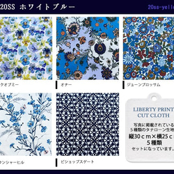リバティ【カットクロス】2020年春夏ホワイトブルー　5種セット　LIBERTY 　はぎれ　布 4枚目の画像