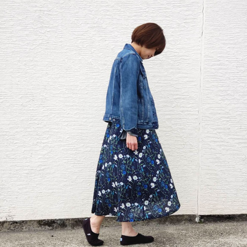 リバティ フレンチスリーブ ワンピース フレア スプリング