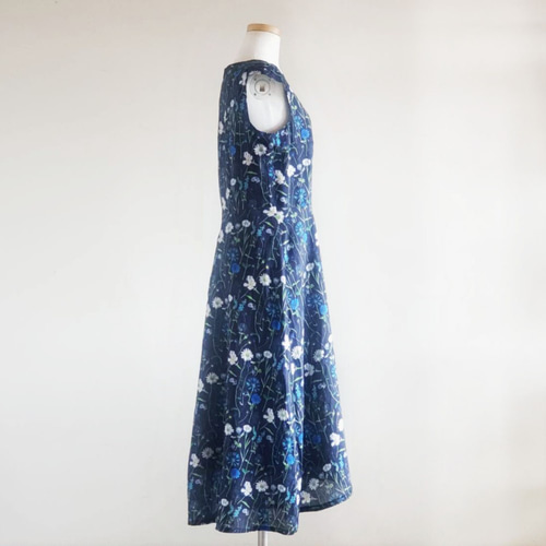 リバティ フレンチスリーブ ワンピース フレア スプリングガーデン