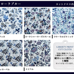 リバティ【カットクロス】フローラブルー　5種セット　LIBERTY 　はぎれ　布 3枚目の画像