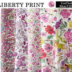 リバティ【カットクロス】生地「 ピンクピンク」5種セット　はぎれ　布　綿　LIBERTY 6枚目の画像