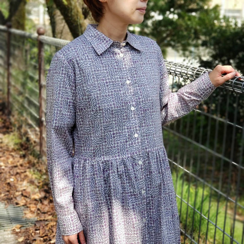 リバティ 前開きワンピース ワンピース スリーピングローズ パープル  