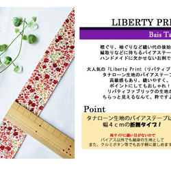 リバティ【バイアステープ】　フィービー　レッド　幅4ｃｍ　3ｍカット済　バイヤステープ　綿　LIBERTY 3枚目の画像