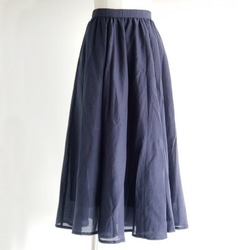 【送料無料】スカート　６枚ハギスカート　紺　シルクコットン　両サイドポケット　フリーサイズ　裏地付き　涼しい　洋服 4枚目の画像