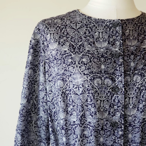 リバティ 前開きワンピース ワンピース ロデンウッド ネイビー