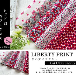 リバティ【カットクロス】レッド21　5種セット　LIBERTY 　はぎれ　布 2枚目の画像