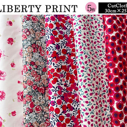 リバティ【カットクロス】レッド21　5種セット　LIBERTY 　はぎれ　布 6枚目の画像