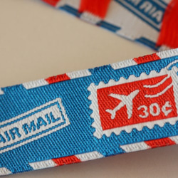 ★Air Mail」ＵＳＡ製刺繍リボン　usa-k18　幅22ｍｍ 1枚目の画像