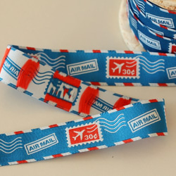★Air Mail」ＵＳＡ製刺繍リボン　usa-k18　幅22ｍｍ 2枚目の画像