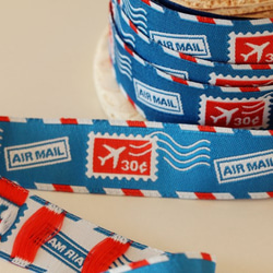 ★Air Mail」ＵＳＡ製刺繍リボン　usa-k18　幅22ｍｍ 4枚目の画像