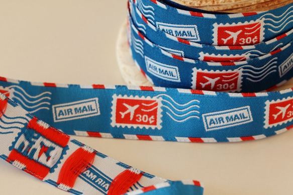 ★Air Mail」ＵＳＡ製刺繍リボン　usa-k18　幅22ｍｍ 4枚目の画像