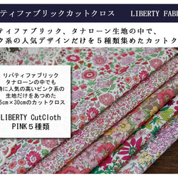 LIBERTY　ピンクＡタイプカットクロス（リバティファブリック/５枚セット） 2枚目の画像