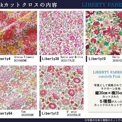 LIBERTY　ピンクＡタイプカットクロス（リバティファブリック/５枚セット） 3枚目の画像