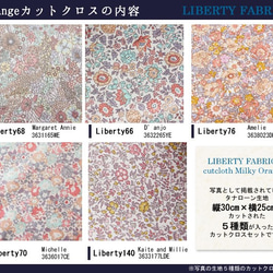 リバティ　ミルキーオレンジカラーカットクロス（LIBERTY FABRICS/５枚セット） 2枚目の画像