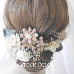 桜とアジサイの春色ヘッドドレス/ヘアアクセサリー＊プリザーブドフラワー＊結婚式 成人式 ウェディング 前撮り 髪飾り 2枚目の画像