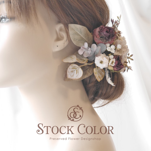 アンティークローズのヘッドドレス/ヘアアクセサリー(バーガンディ