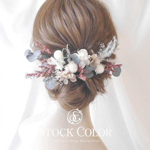 ユーカリとスターチスのヘッドドレス ヘアアクセサリー 髪飾り