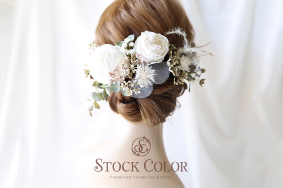 注目ブランド アンティークローズのヘッドドレス ヘアアクセサリー(ホワイト スーツ・フォーマル・ドレス