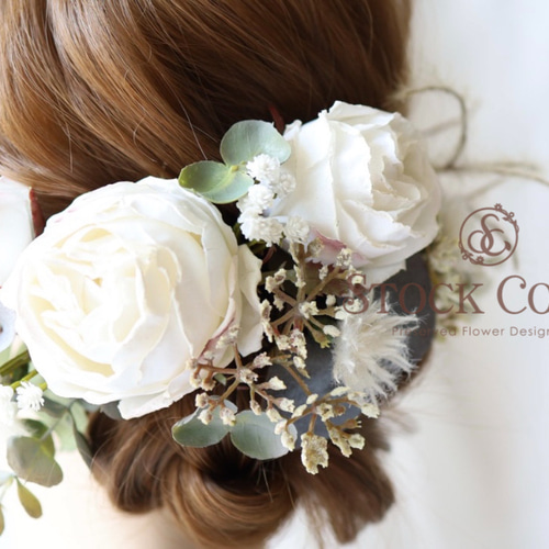 白ヘッドドレス ヘアアクセサリー 成人式 結婚式 白無垢 振袖