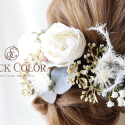 アンティークローズのヘッドドレス ヘアアクセサリー(ホワイト)＊ウェディング 結婚式 成人式 前撮り 髪飾り 白無垢 5枚目の画像