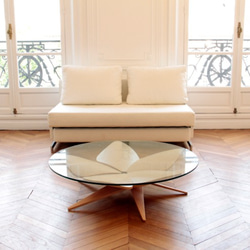 ガラス板無し】花（桜）のジャパンディ（japandi）コーヒーテーブル