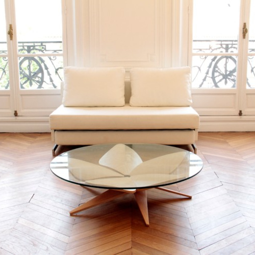 ガラス板無し】花（桜）のジャパンディ（japandi）コーヒーテーブル