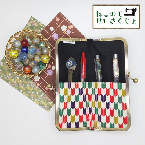 完売感謝]がまぐちケース-和風うさぎ-[がま口/ペンケース/簪