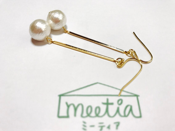 stick × cotton pearl ピアス 3枚目の画像