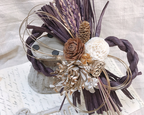 ﾟ｡.大人シックなしめ縄飾り New Year パープル ﾟ.｡ しめ縄・しめ飾り