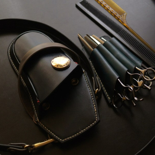 手染め ネイビームラ グレージュのシザーケース D.O.Lcraft （シザー