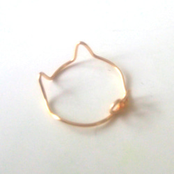 猫耳ワイヤーリング ゴールドorシルバーホワイト 2枚目の画像