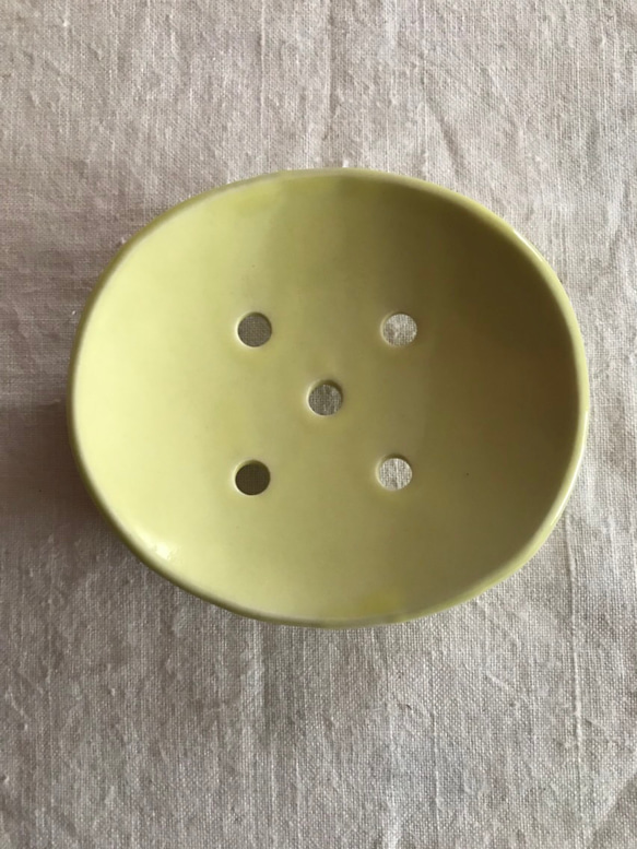 陶器ソープディッシュ(イエロー) 2枚目の画像