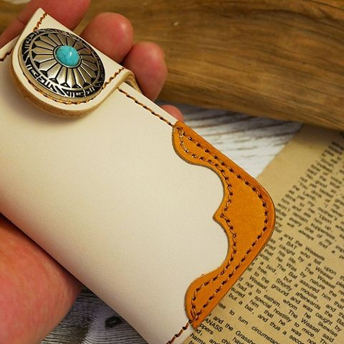 ターコイズ レザーキーケース キーホルダー付き スマートキー