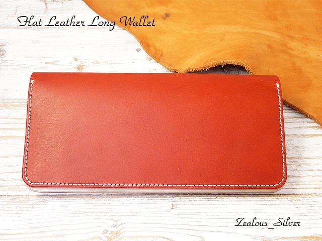 送料無料 フラットレザーウォレット 革財布 llw33 レッド