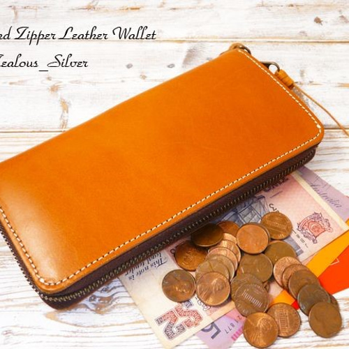 送料無料 ラウンドファスナー 革 長財布 lwt34 キャメル 長財布