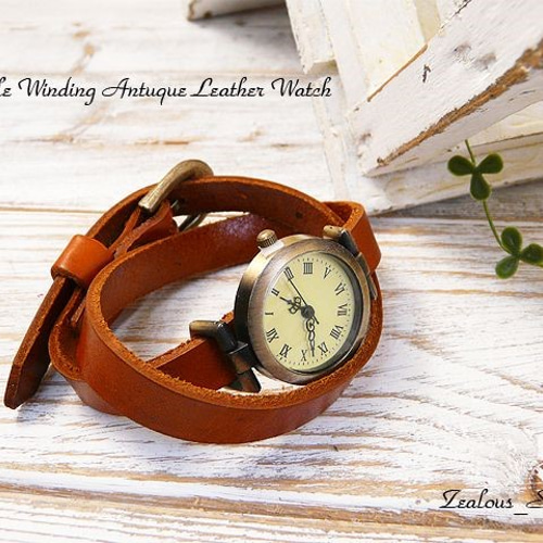 送料無料 2重巻きが可愛い アンティークレザーウォッチlwc06 キャメル