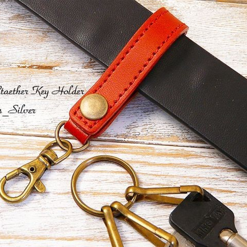 送料無料 ステッチレザーキーホルダー lkh01 レッド