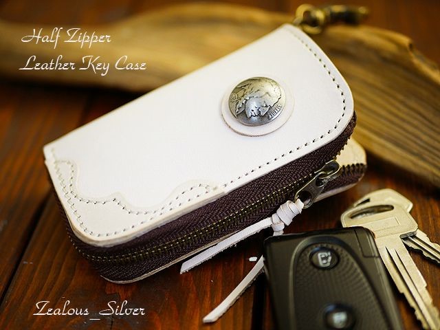 コロンとフォルム!!ハーフジッパー コーナーレザーキーケース 姫路レザー lkc28r タンロー(ナチュラル)