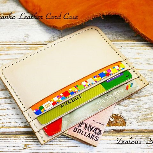 送料無料 ペタンコシンプル レザーカードケース ハンドメイド