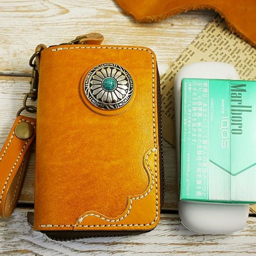 iQOS3 iQOS2.4Plus glo タバコ ターコイズ ファスナーレザーケース 手  