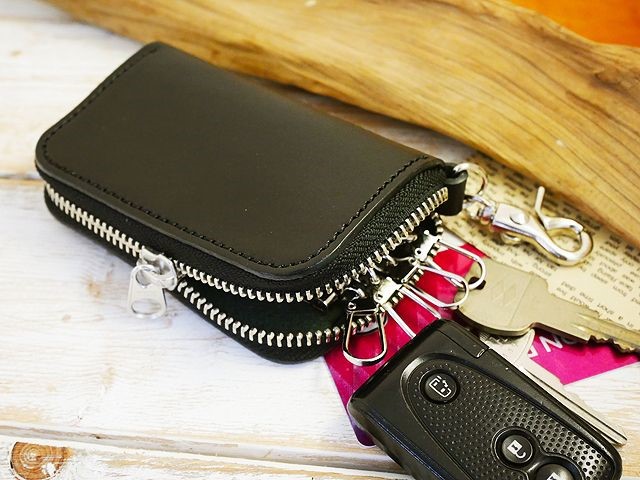 送料無料 ラウンドジッパーキーケース lkc-30 ブラック