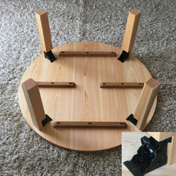 無垢の桧のちゃぶ台（折り畳み式）　丸テーブル　ローテーブル 4枚目の画像