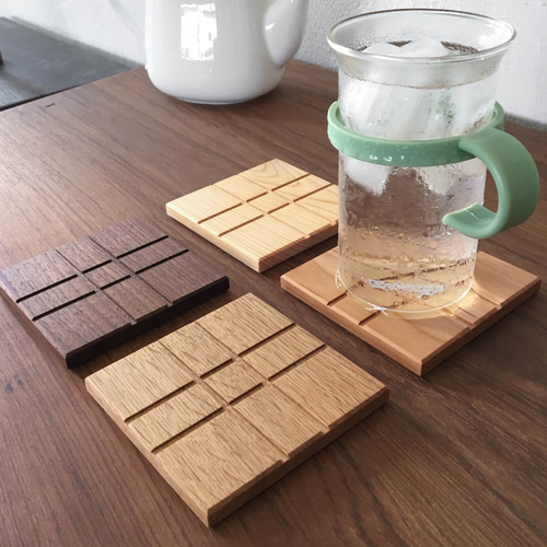 コースターCross_リバーシブル（北欧、十字、木、無垢、木製